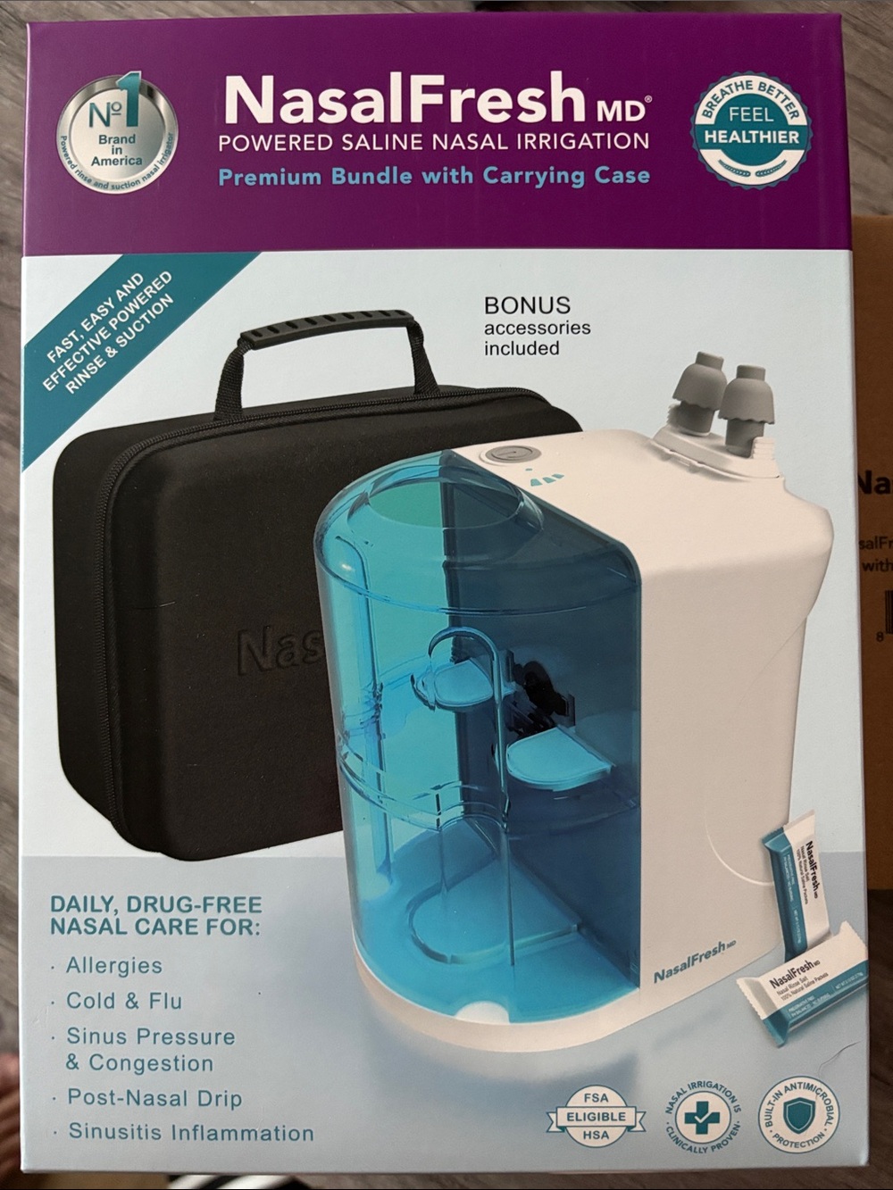 NasalFresh MD Powered Saline Nasal Irrigation Device - never opened!